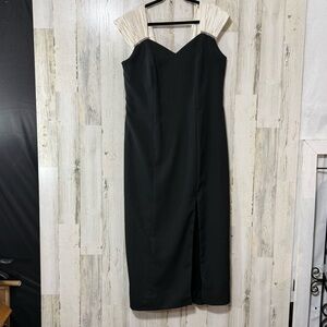 Betsy & Adam Vintage Black Sleeveless Gown with Large Bow Feature